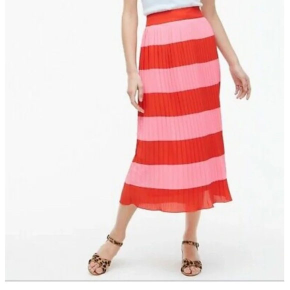 Jcrew red and pink pleated skirt nwt - Picture 2 of 10